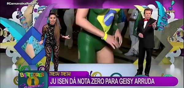  Cu verde Ju Isen mostra demais enquanto faz agachamento ao vivo na RedeTV